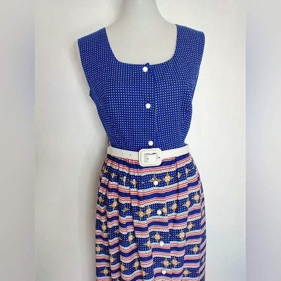 Blue Polka Dot Maxi Dress - Picture 1 of 13